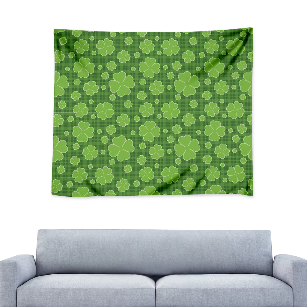 Green Shamrock Plaid Pattern Print Tapestry