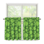 Green Shamrock Plaid Pattern Print Tier Curtains