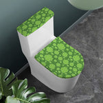 Green Shamrock Plaid Pattern Print Toilet Lid And Tank Cover Set