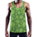 Green Shamrock Plaid Pattern Print Men's Workout Tank Top