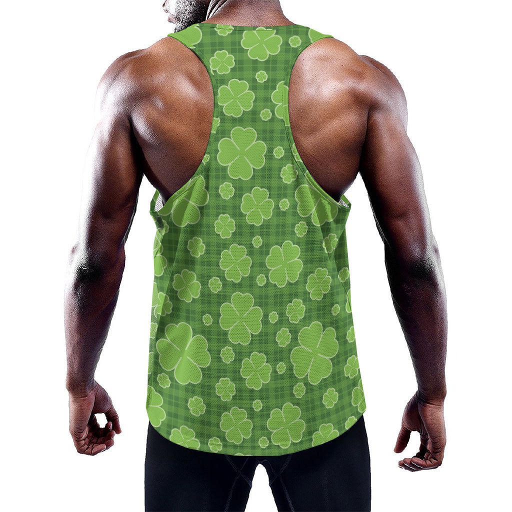 Green Shamrock Plaid Pattern Print Training Tank Top