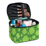 Green Shamrock Plaid Pattern Print Travel Makeup Bag