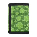 Green Shamrock Plaid Pattern Print Trifold Wallet