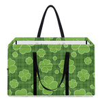 Green Shamrock Plaid Pattern Print Utility Tote Bag