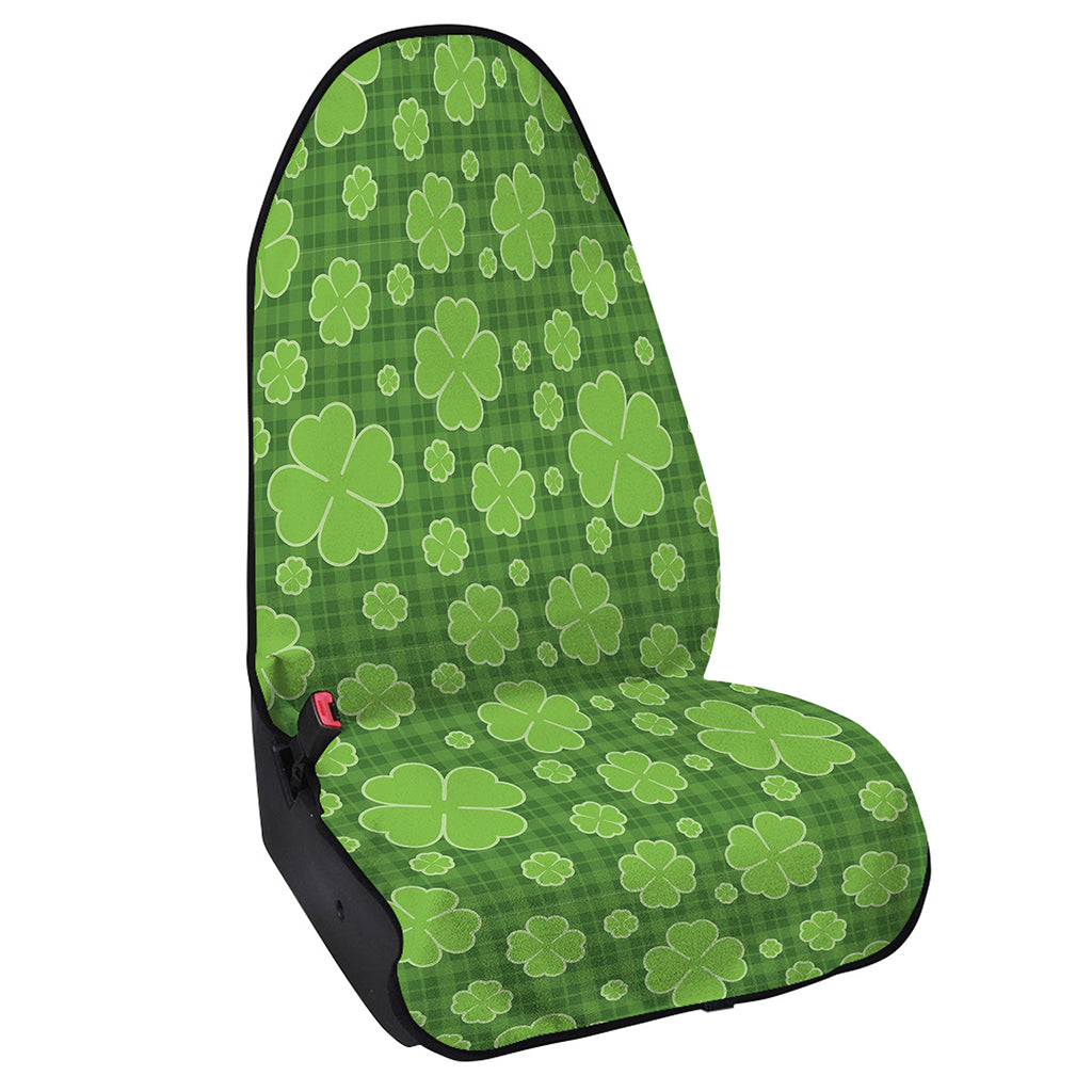 Green Shamrock Plaid Pattern Print Waterproof Car Seat Cover