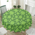 Green Shamrock Plaid Pattern Print Waterproof Round Tablecloth