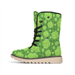 Green Shamrock Plaid Pattern Print Winter Boots