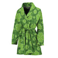 Green Shamrock Plaid Pattern Print Women's Bathrobe