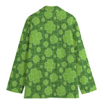 Green Shamrock Plaid Pattern Print Women's Cotton Blazer