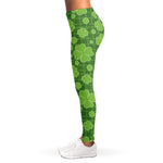 Green Shamrock Plaid Pattern Print Women's Leggings
