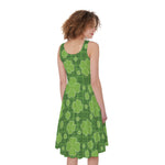 Green Shamrock Plaid Pattern Print Women's Sleeveless Dress