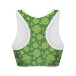 Green Shamrock Plaid Pattern Print Women's Sports Bra