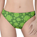 Green Shamrock Plaid Pattern Print Women's Thong