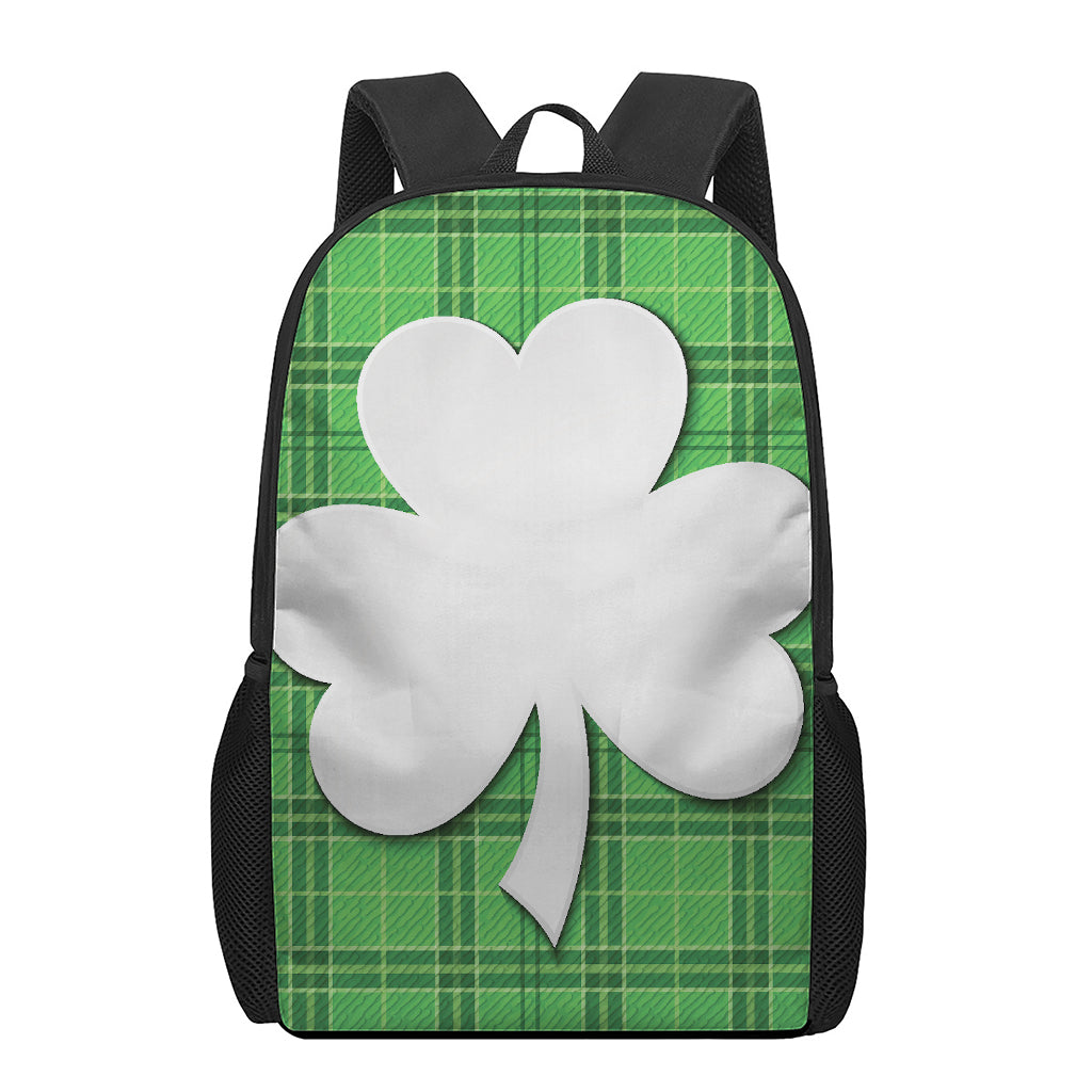 Green Shamrock Tartan Print 17 Inch Backpack