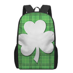 Green Shamrock Tartan Print 17 Inch Backpack