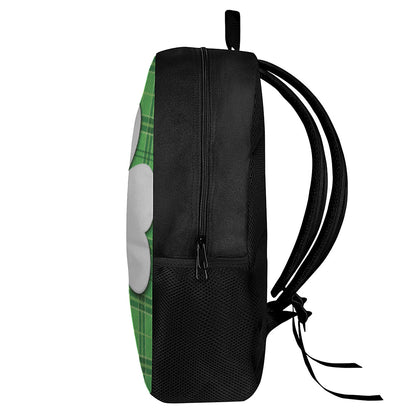 Green Shamrock Tartan Print 17 Inch Backpack