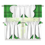 Green Shamrock Tartan Print 3 Piece Kitchen Curtains