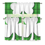 Green Shamrock Tartan Print 3 Piece Kitchen Curtains