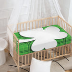 Green Shamrock Tartan Print Baby Crib Sheet