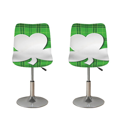 Green Shamrock Tartan Print Bar Stool Covers