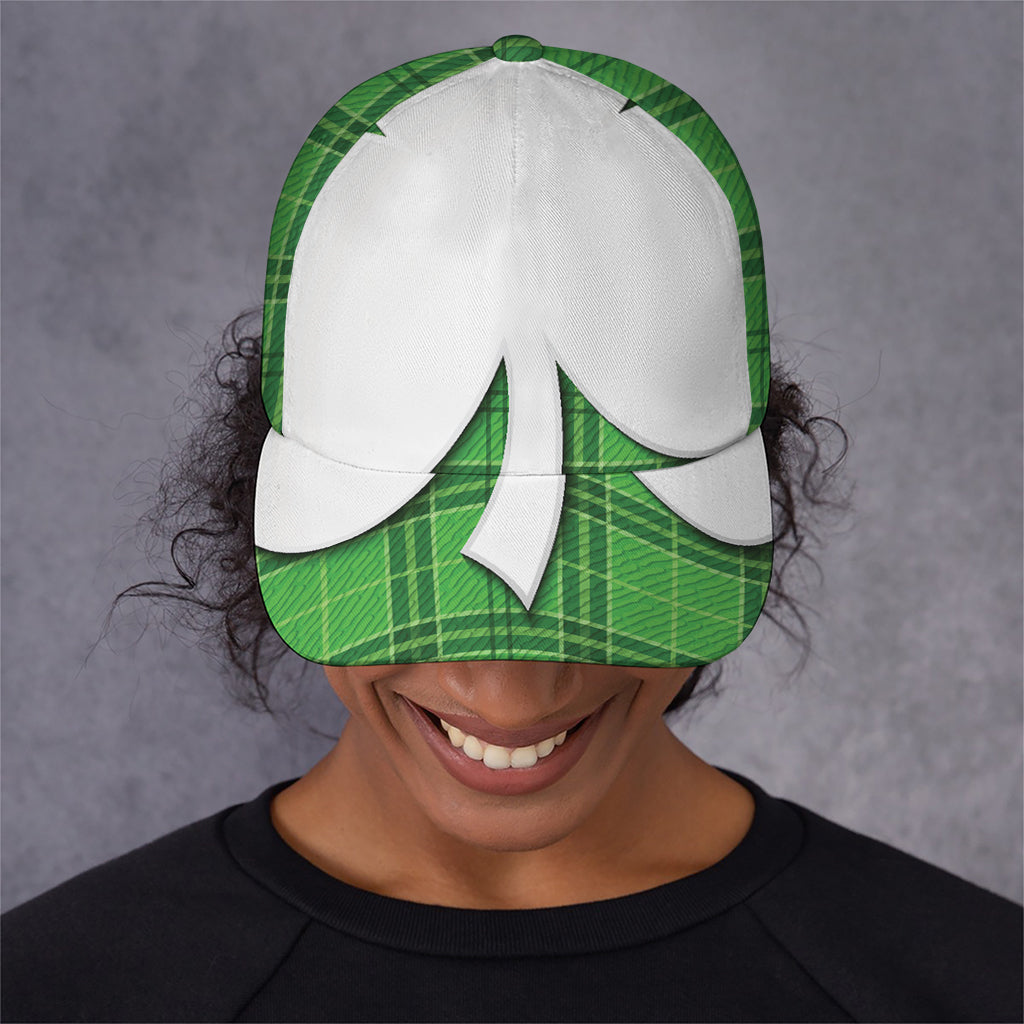 Green Shamrock Tartan Print Baseball Cap