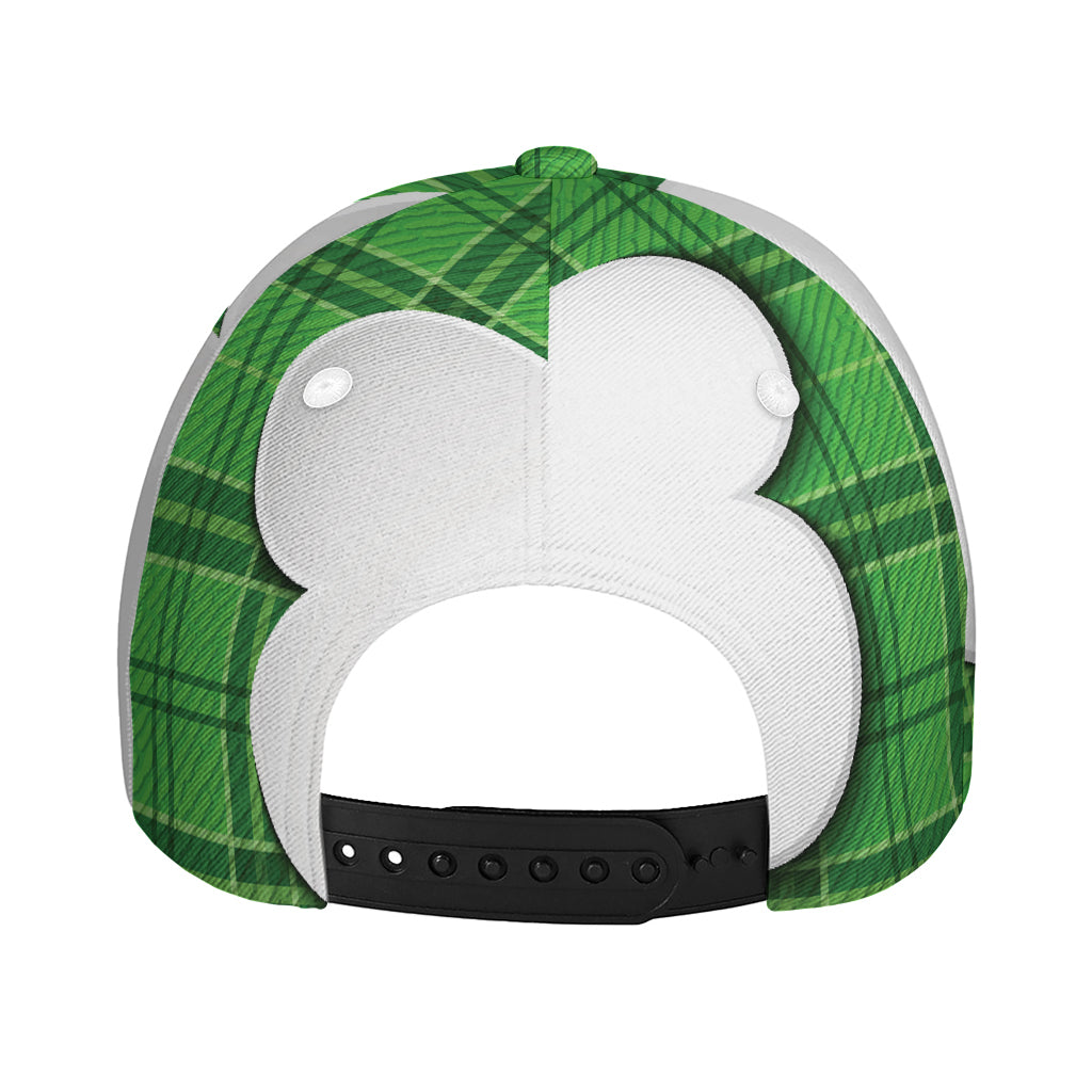 Green Shamrock Tartan Print Baseball Cap