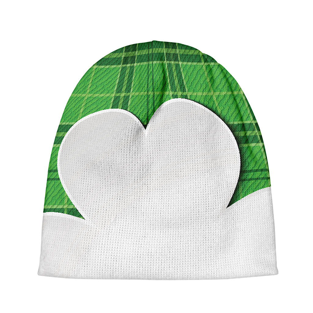 Green Shamrock Tartan Print Beanie