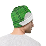 Green Shamrock Tartan Print Beanie