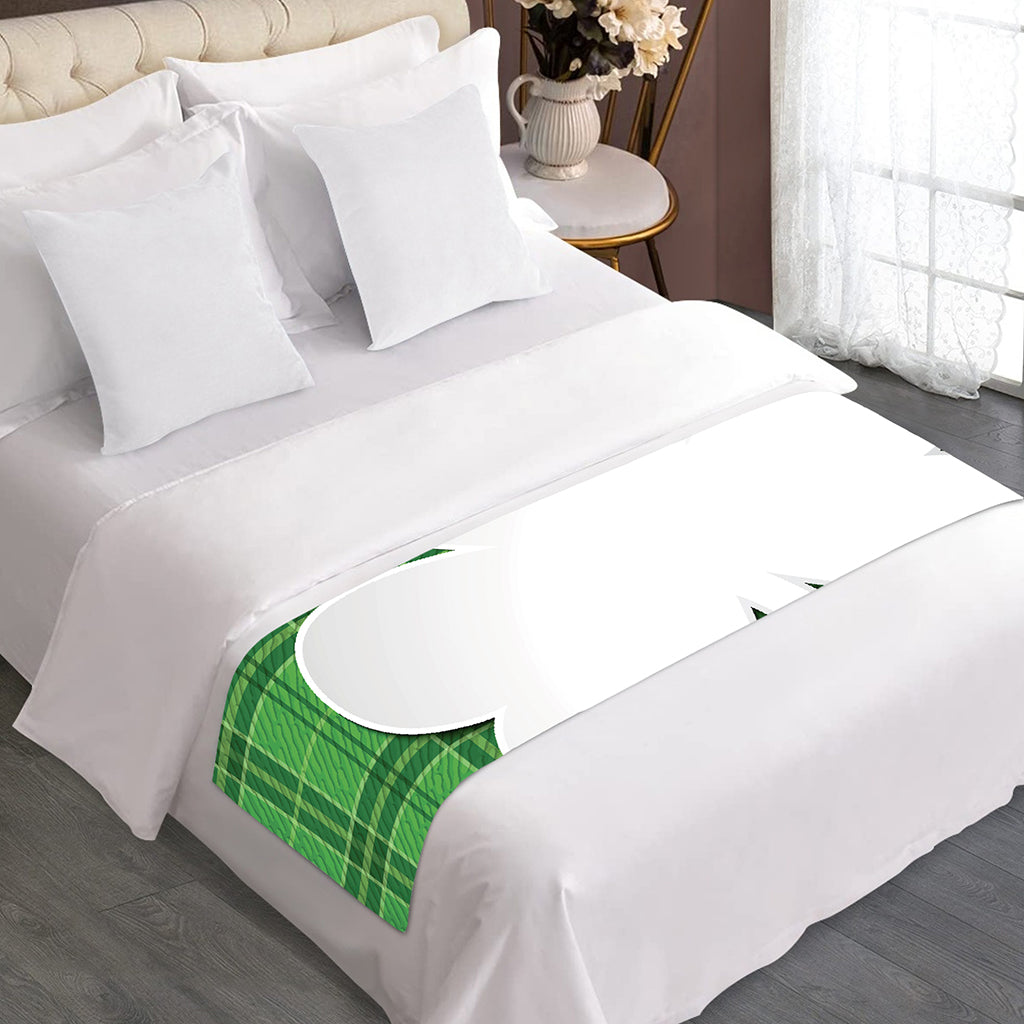 Green Shamrock Tartan Print Bed Runner