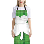 Green Shamrock Tartan Print Bib Apron With Pocket