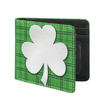 Green Shamrock Tartan Print Bifold Wallet