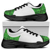 Green Shamrock Tartan Print Black Chunky Shoes