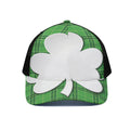 Green Shamrock Tartan Print Black Mesh Trucker Hat