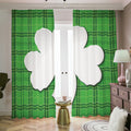 Green Shamrock Tartan Print Dimout Pencil Pleat Curtains