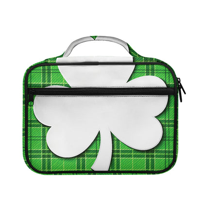 Green Shamrock Tartan Print Briefcase Bible Bag