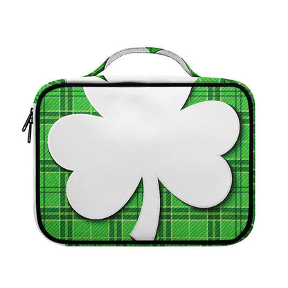 Green Shamrock Tartan Print Briefcase Bible Bag
