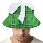 Green Shamrock Tartan Print Bucket Hat