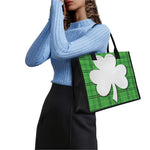 Green Shamrock Tartan Print Canvas Tote Bag
