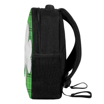 Green Shamrock Tartan Print Casual Backpack