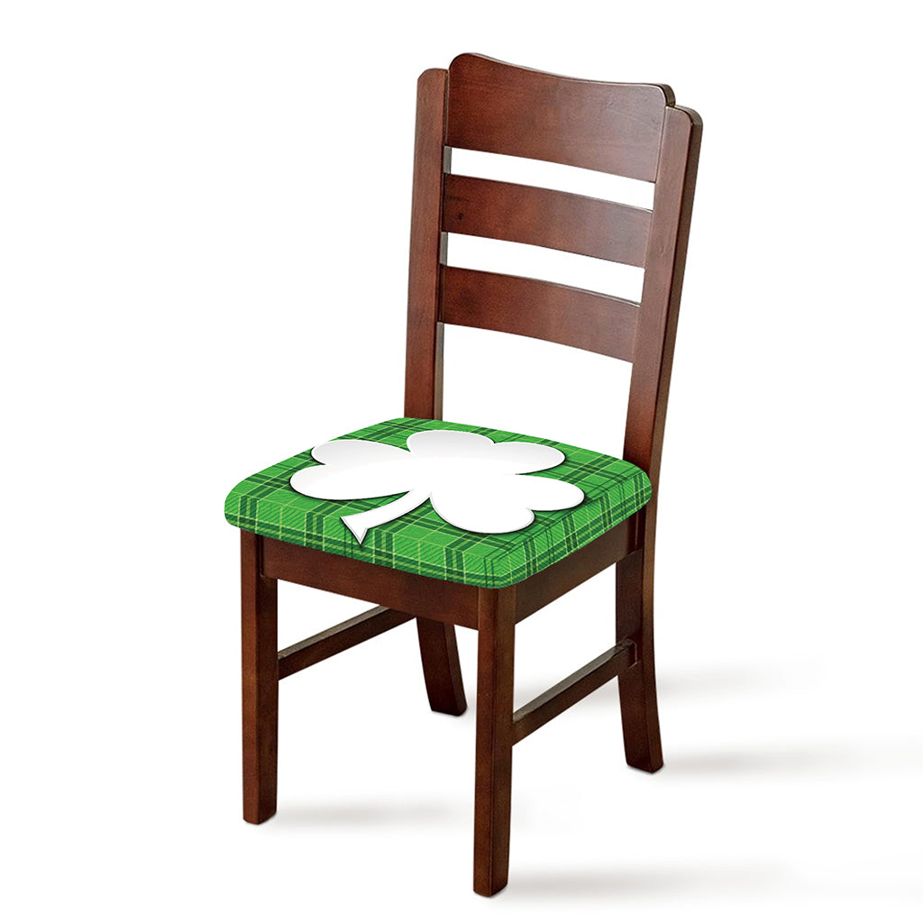 Green Shamrock Tartan Print Chair Cushion Cover