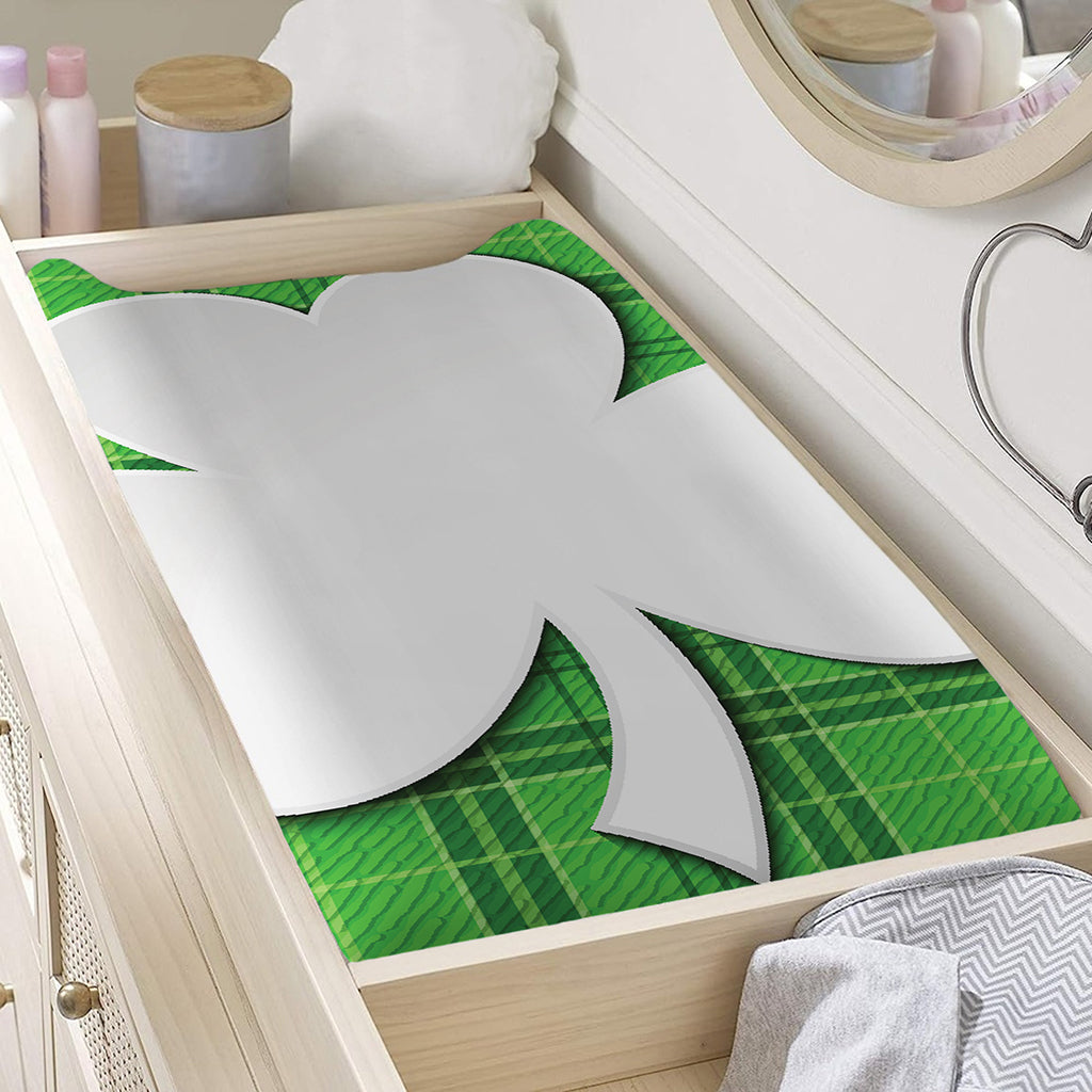 Green Shamrock Tartan Print Changing Pad Cover