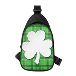 Green Shamrock Tartan Print Chest Bag