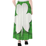 Green Shamrock Tartan Print Chiffon Maxi Skirt