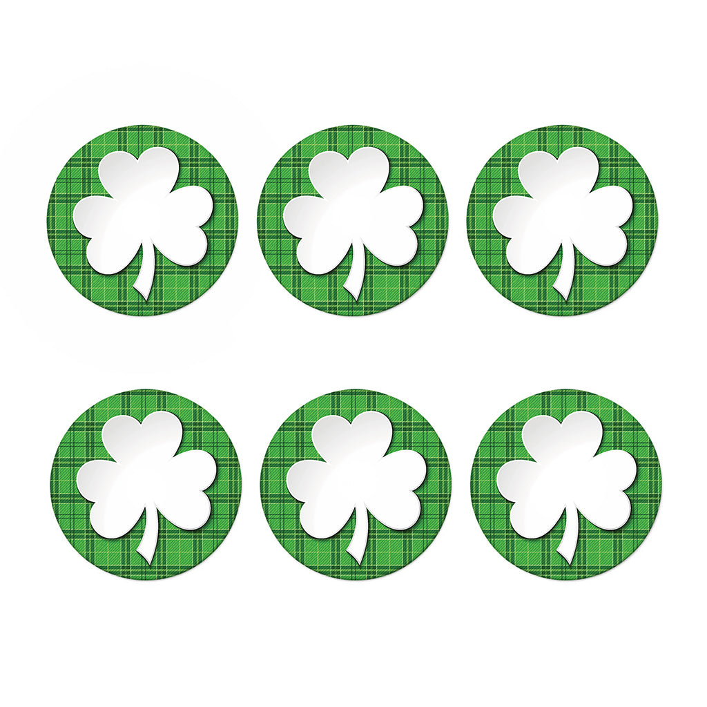 Green Shamrock Tartan Print Coaster Set