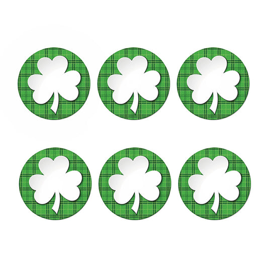 Green Shamrock Tartan Print Coaster Set