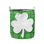 Green Shamrock Tartan Print Collapsible Laundry Basket