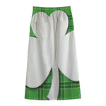 Green Shamrock Tartan Print Cotton Front Slit Maxi Skirt