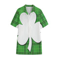 Green Shamrock Tartan Print Cotton Hawaiian Shirt