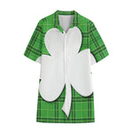 Green Shamrock Tartan Print Cotton Hawaiian Shirt
