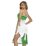 Green Shamrock Tartan Print Cross Back Cami Dress